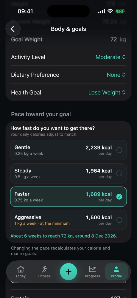 Choosing a pace toward a goal
